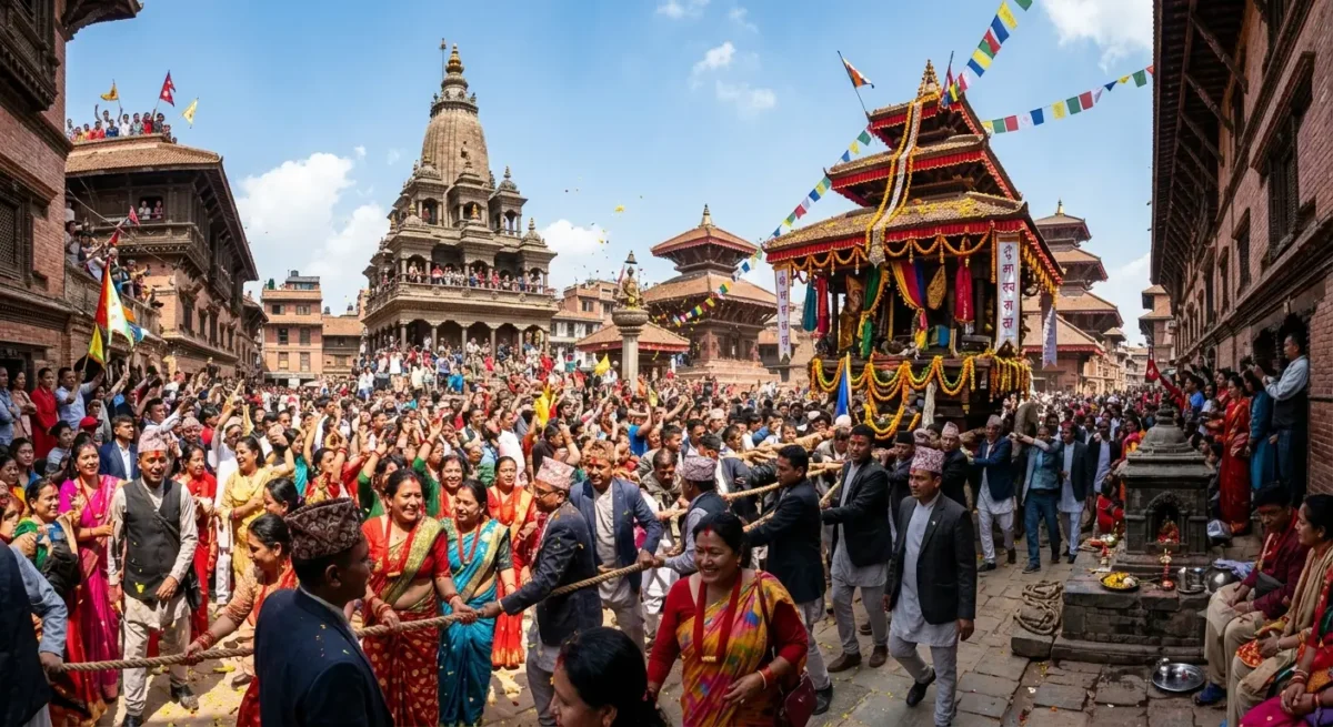 People in Nepal Celebrating Cultural Festival